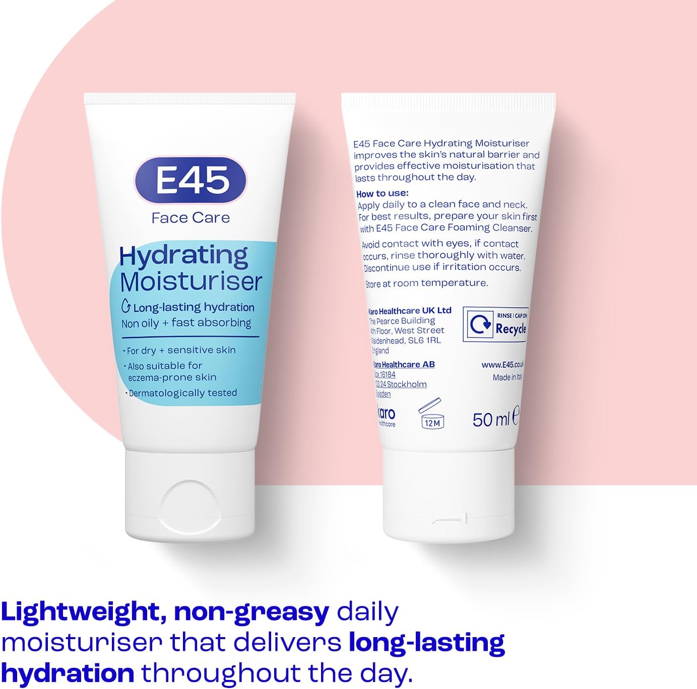 E45 Face Moisturiser, Long-Lasting Moisturisation 50ml