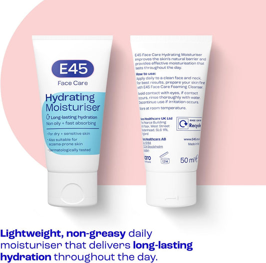 E45 Face Moisturiser, Long-Lasting Moisturisation 50ml