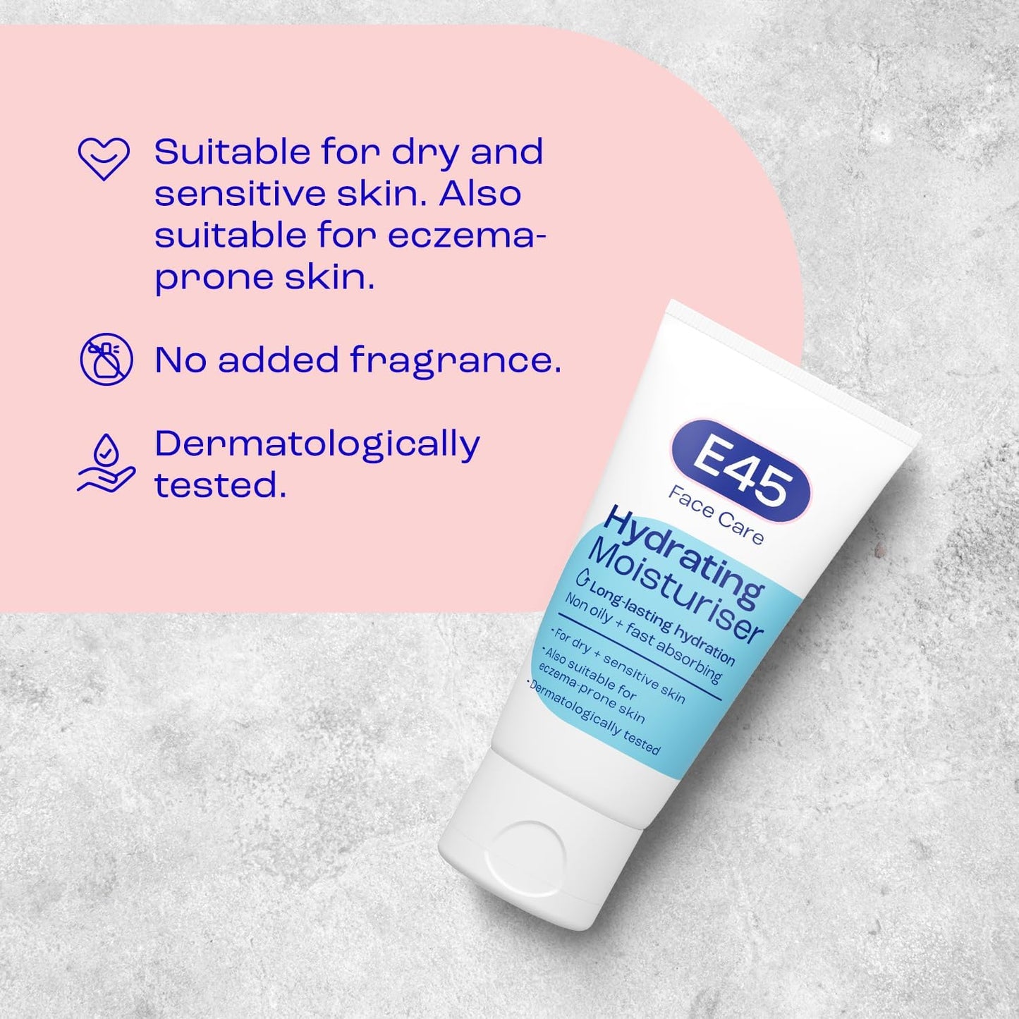 E45 Face Moisturiser, Long-Lasting Moisturisation 50ml